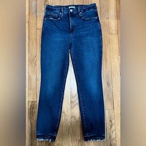 Good American Good Legs Crop Jeans Size 8 High Rise Raw Hem Skinny